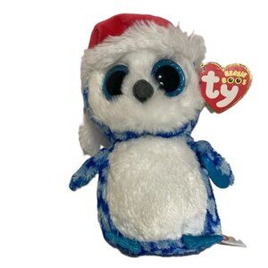 BEENIE BOOS TY Icicles Owl Santa Hat Holiday Christmas Plush Stuffed Animal 7 in
